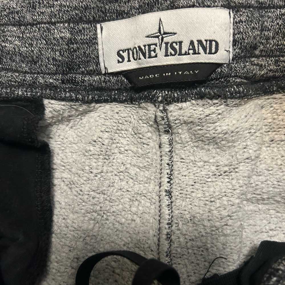 Stone Island Sweatpants Mens Large Gray Logo Patch Multi Pockets Fleece Jogger - Picture 7 of 9